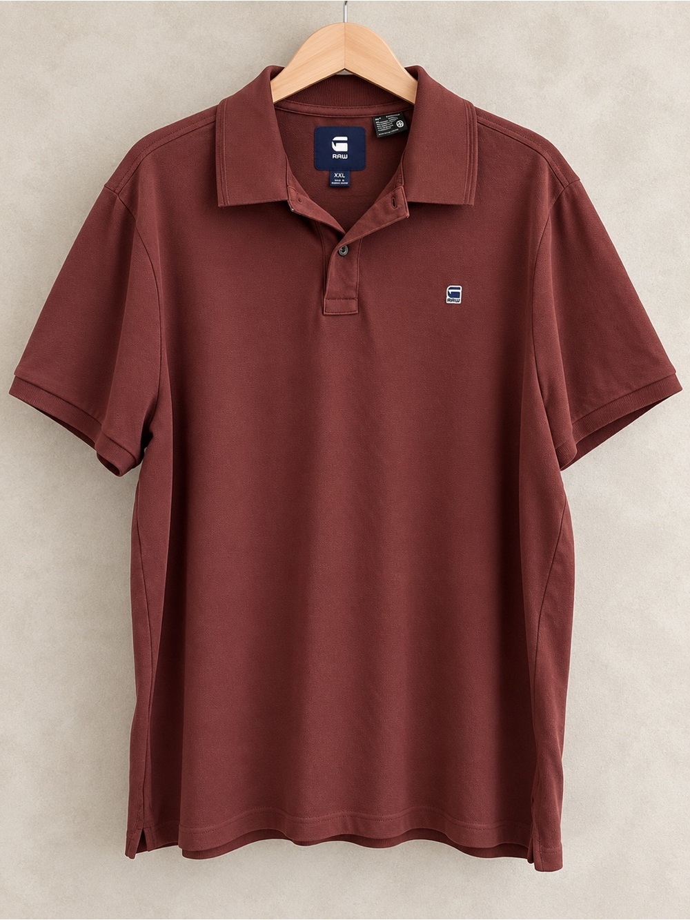 G-Star RAW Men’s XXL Burgundy Organic Cotton Pique Polo Shirt Short Sleeve